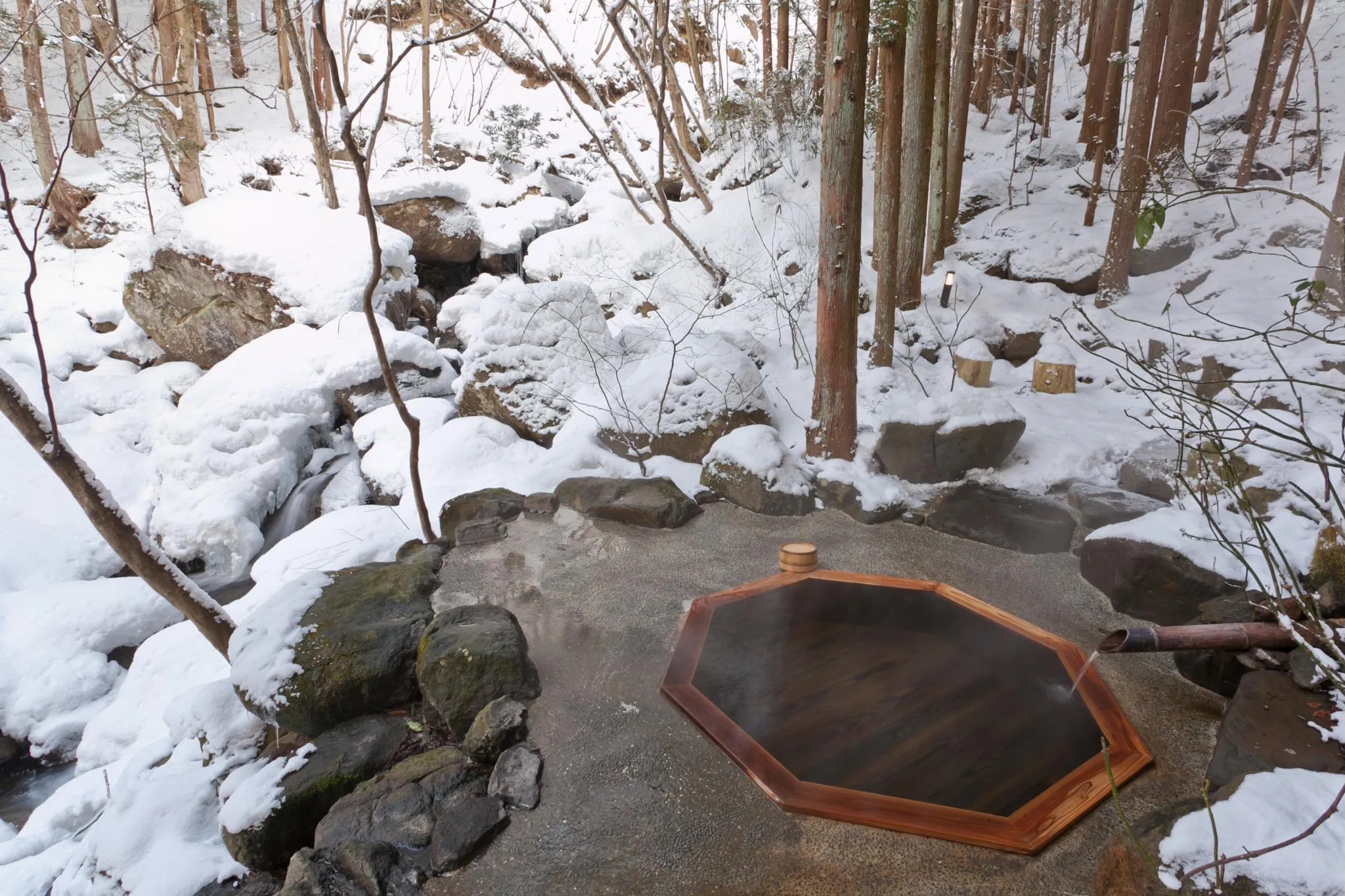 「雪見風呂」で愉しむ冬の旅。